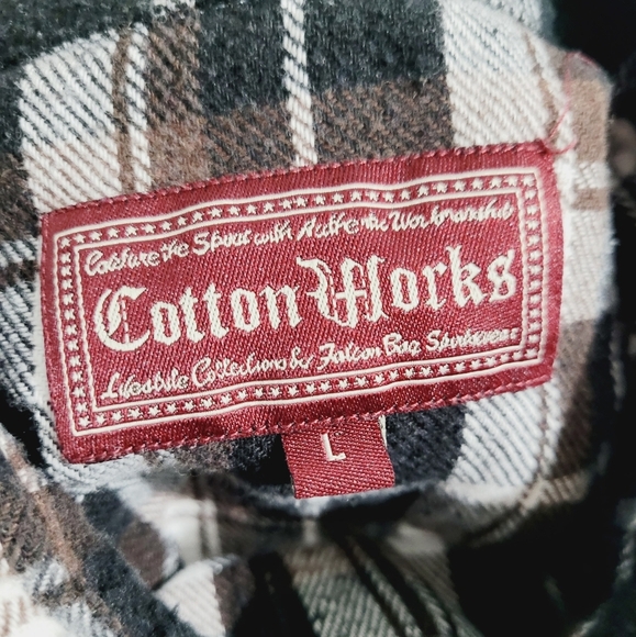Cotton Works Plaid Flannel Western Pearl Snaps Size Large Unisex Heavyweight - Picture 7 of 9